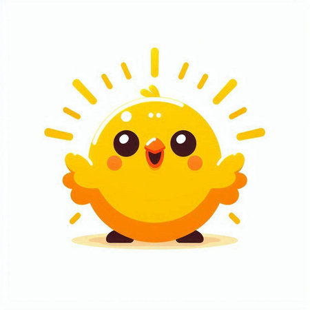 Cute yellow chicken isolated on a white background. Vector illustration.のイラスト素材