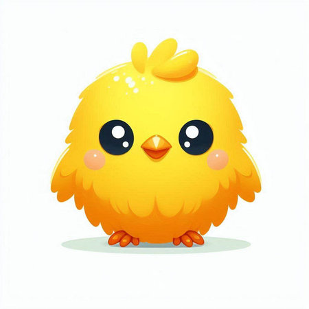 Cute little yellow chicken isolated on white background. Vector illustration.のイラスト素材