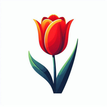 Tulip flower vector illustration isolated on white background. Spring symbol.のイラスト素材