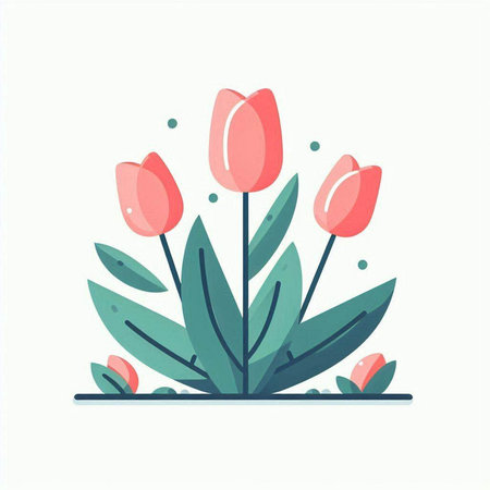 Flower bouquet of tulips. Vector illustration in flat styleのイラスト素材