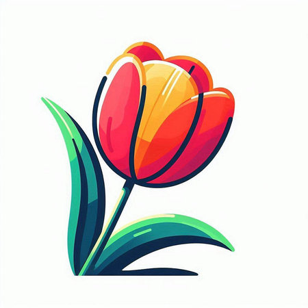 Tulip flower isolated on white background. Hand drawn vector illustration.のイラスト素材