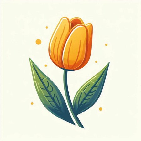 Tulip flower with leaves. Vector illustration in vintage style.のイラスト素材