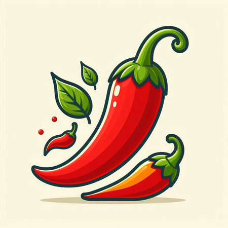 Chili pepper isolated on white background. Vector illustration in cartoon style.のイラスト素材