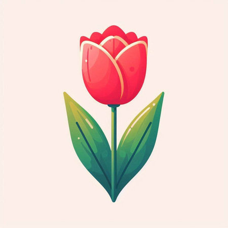 Tulip flower. Vector illustration of a red tulip.のイラスト素材