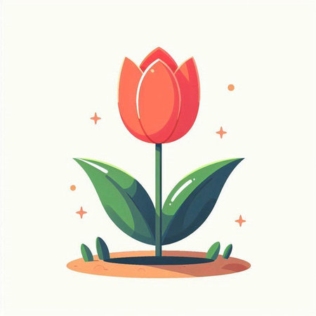 Tulip flower vector illustration. Flat style design. Vector illustration.のイラスト素材