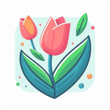 Tulip flower vector illustration. Colorful tulip flower icon.のイラスト素材