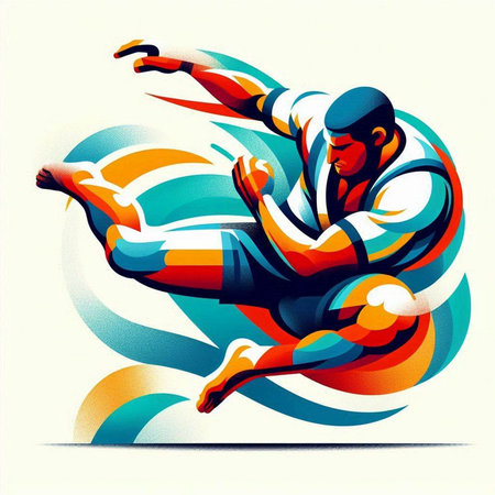 Athlete jump. Colorful vector illustration for your design.のイラスト素材