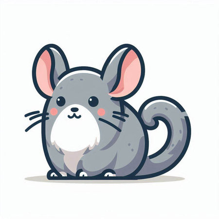 Cute little mouse cartoon vector illustration. Cute pet animal character.のイラスト素材