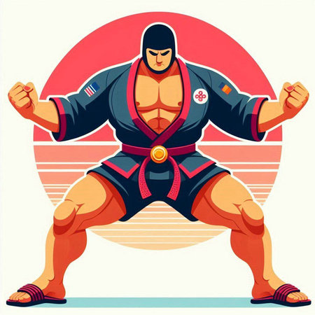 Taekwondo fighter in kimono. Vector illustration.のイラスト素材