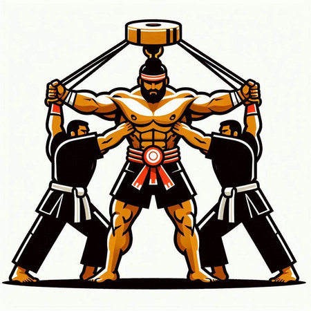Tae Kwon Do fighter with a weight. Vector illustration.のイラスト素材