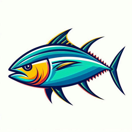 Tuna fish vector icon isolated on white background. Vector illustration.のイラスト素材