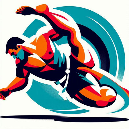Athletic man in a jump. Sport. Vector illustrationのイラスト素材