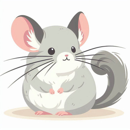Gray chinchilla isolated on a white background. Vector illustration.のイラスト素材