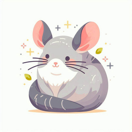 Vector illustration of cute cartoon mouse. Isolated on white background.のイラスト素材