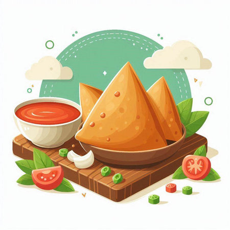 Vector illustration of Mexican food, nachos, guacamoleのイラスト素材