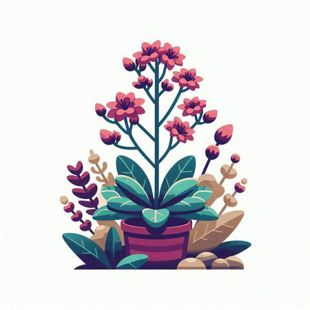 Flowerpot with succulents in cartoon style. Vector illustration.のイラスト素材