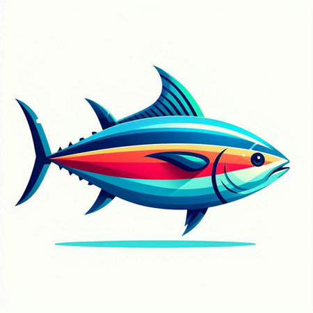 Vector illustration of a tuna fish, isolated on a white background.のイラスト素材