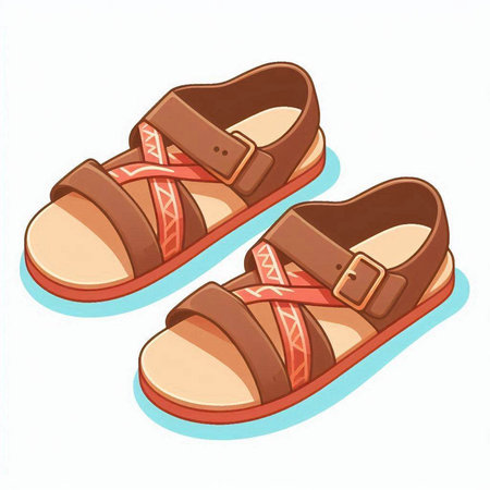 Sandals. Isolated on white background. Cartoon style. Vector illustration.のイラスト素材