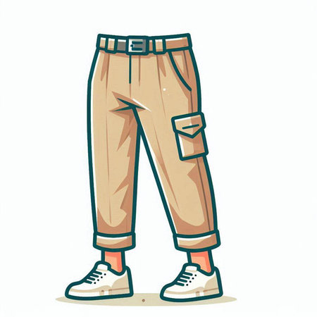 Cartoon illustration of a young man wearing a pair of pants.のイラスト素材