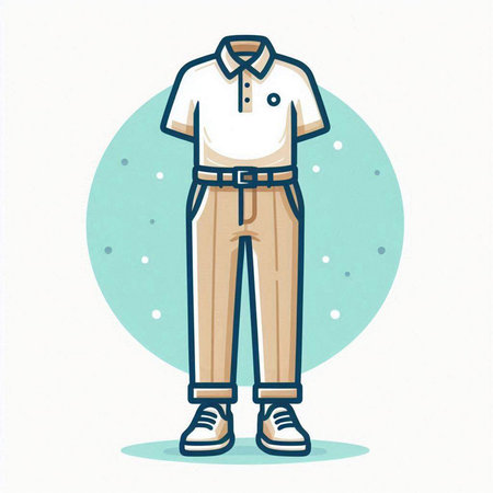 Illustration of a man wearing a polo shirt and jeans.のイラスト素材