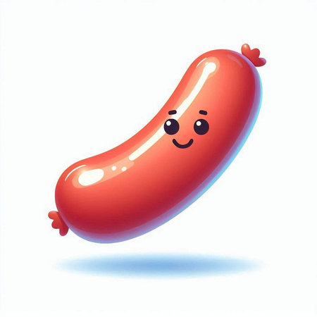 Sausage on a white background. Cartoon character. Vector illustration.のイラスト素材