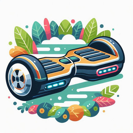 Modern self balancing electric scooter. Vector illustration in flat style.のイラスト素材