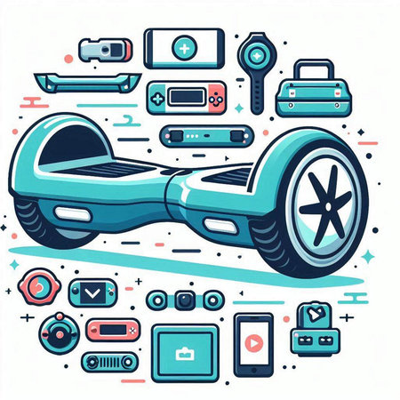 Electric self-balancing self-balancing electric scooter. Modern flat vector illustration.のイラスト素材