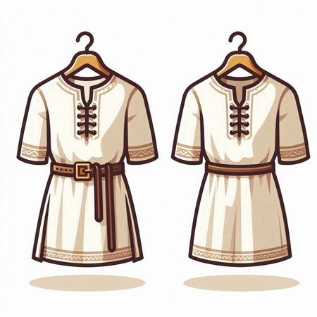 Medieval costume on a hanger. Vector illustration isolated on white background.のイラスト素材