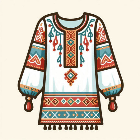 Ukrainian ethnic patterned shirt. Vector illustration in retro styleのイラスト素材