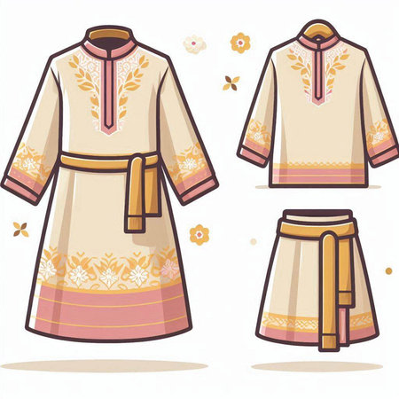 Set of traditional indian clothes. Vector illustration in flat style.のイラスト素材