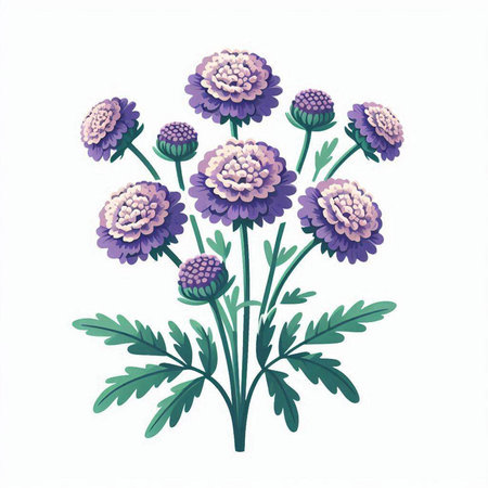 Purple chrysanthemum flowers isolated on white background.のイラスト素材