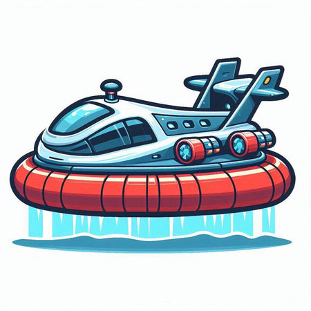 Illustration of a submarine on an ice floe isolated on a white backgroundのイラスト素材