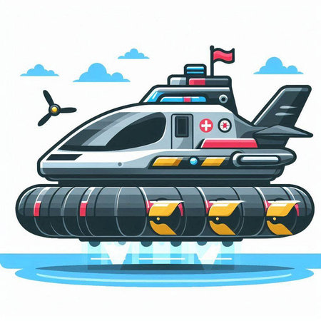 Vector illustration of a multi-purpose space ship in cartoon style.のイラスト素材