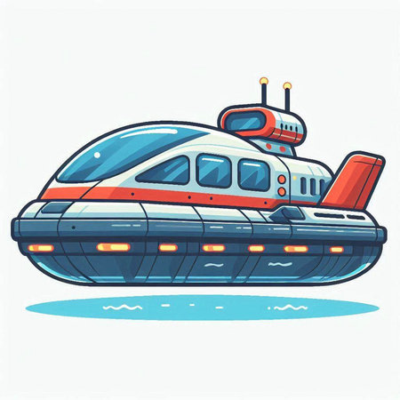 Cartoon vector illustration of submarine in flat style. Isolated on white background.のイラスト素材