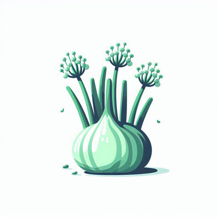 Garlic isolated on white background. Vector illustration in cartoon style.のイラスト素材