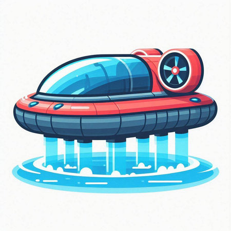Futuristic car in the water. Vector illustration in cartoon styleのイラスト素材