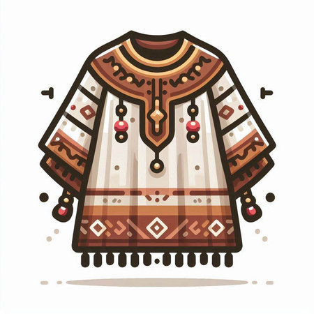 Vector illustration of a native american indian costume on white backgroundのイラスト素材