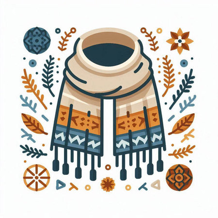 Hand drawn vector abstract graphic illustration with tribal ethnic motifs in Scandinavian style. Perfect for card, poster, t-shirt print design.のイラスト素材