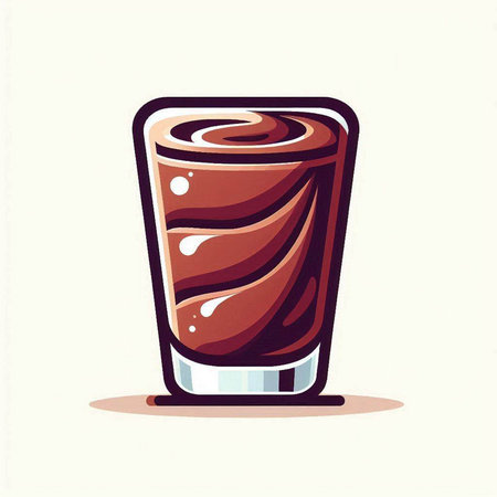 Illustration of a glass of chocolate smoothie. Vector illustration.のイラスト素材
