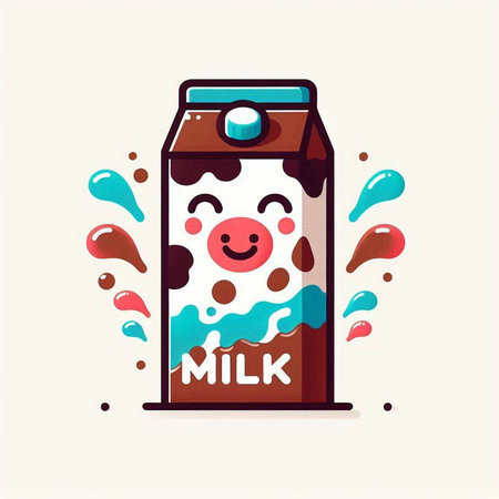 Milk box with funny kawaii face. Vector illustration.のイラスト素材
