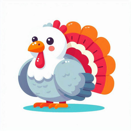 Cute turkey character isolated on white background. Cartoon vector illustration.のイラスト素材