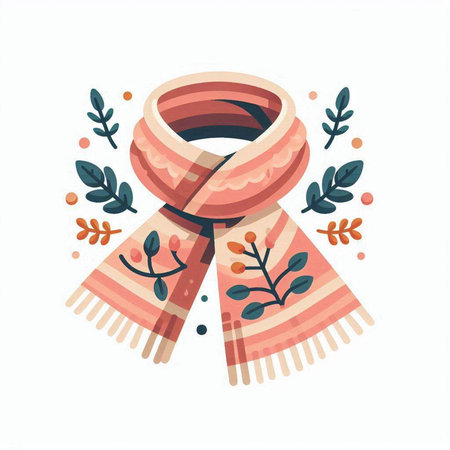 Cute hand drawn winter scarf in scandinavian style. Vector illustration.のイラスト素材