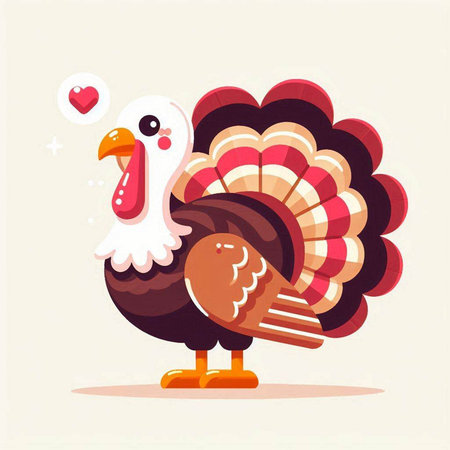 Happy Thanksgiving Day. Cute cartoon turkey character. Vector illustration.のイラスト素材