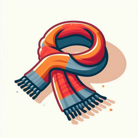 Red and orange scarf isolated on white background. Vector cartoon illustration.のイラスト素材