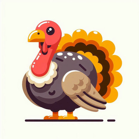 Cartoon turkey. Flat vector illustration. Isolated on white background.のイラスト素材