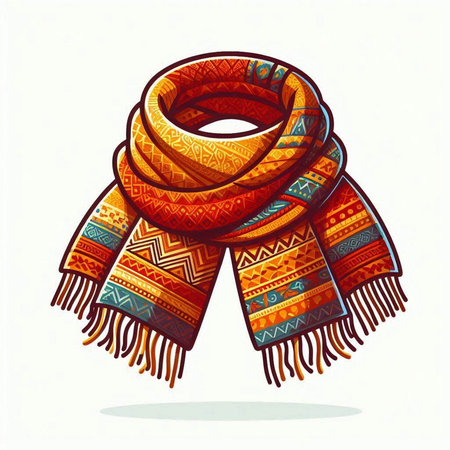Colorful scarf with ethnic ornaments on white background. Vector illustration.のイラスト素材