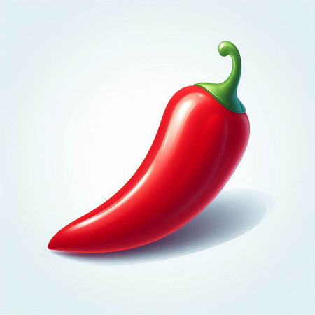 Illustration of a red hot chili pepper on a white background.のイラスト素材