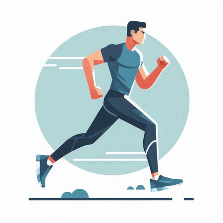Running man. Male athlete jogging. Vector illustration in a flat styleのイラスト素材