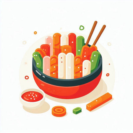 Japanese food vector illustration. Noodles in a bowl with chopsticks.のイラスト素材
