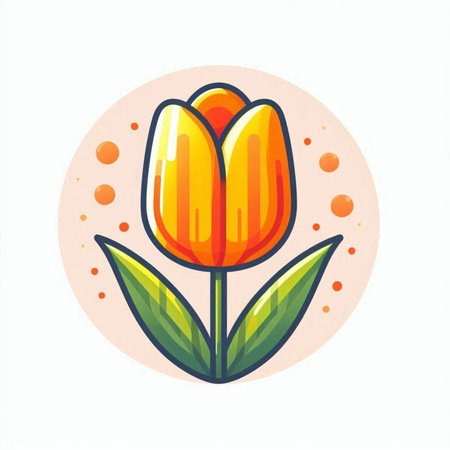 Tulip flower icon. Hand drawn illustration of tulip flower icon for web designのイラスト素材